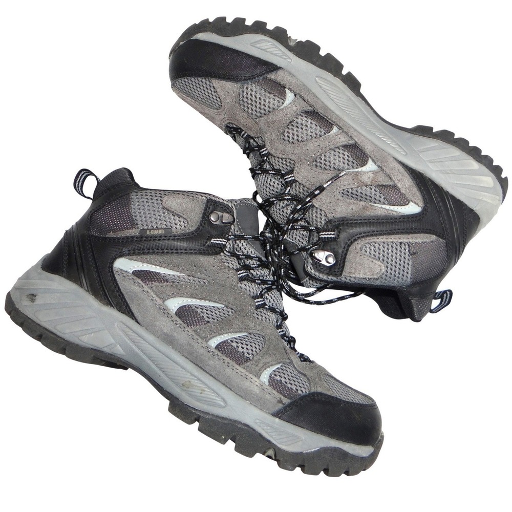 Khombu Mens Hiking Boots Gray Black Lace Up Mid Top Size 8 M